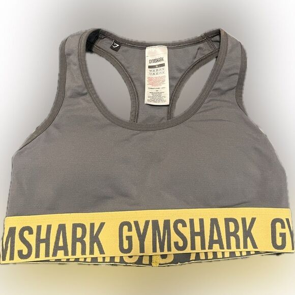Gymshark Fit Seamless Sports Bra - Charcoal/Yellow - Small - Picture 1 of 3
